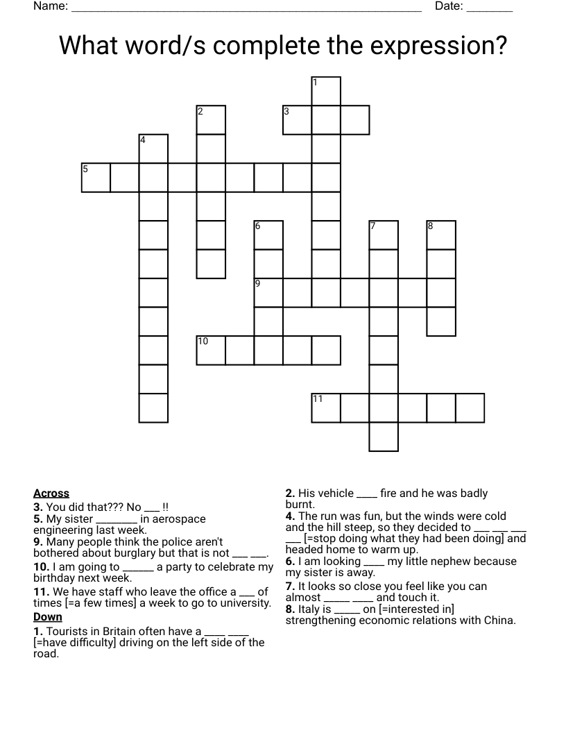 What word/s complete the expression? Crossword