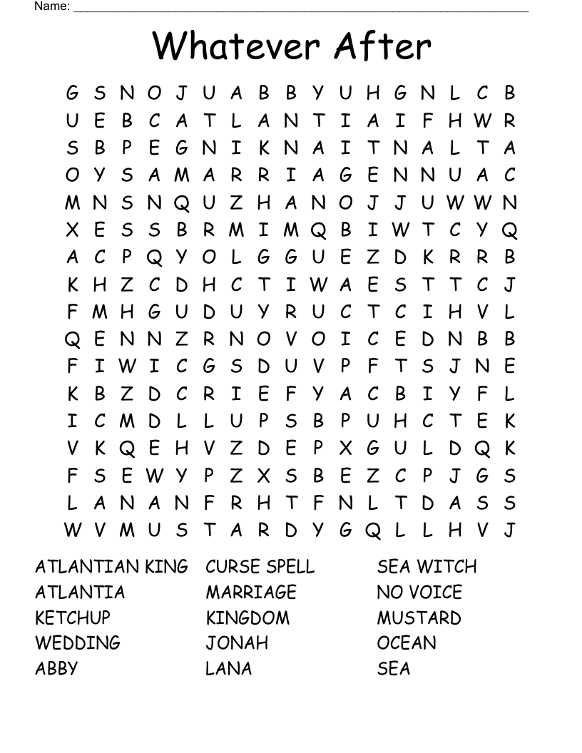 Whatever After Word Search
