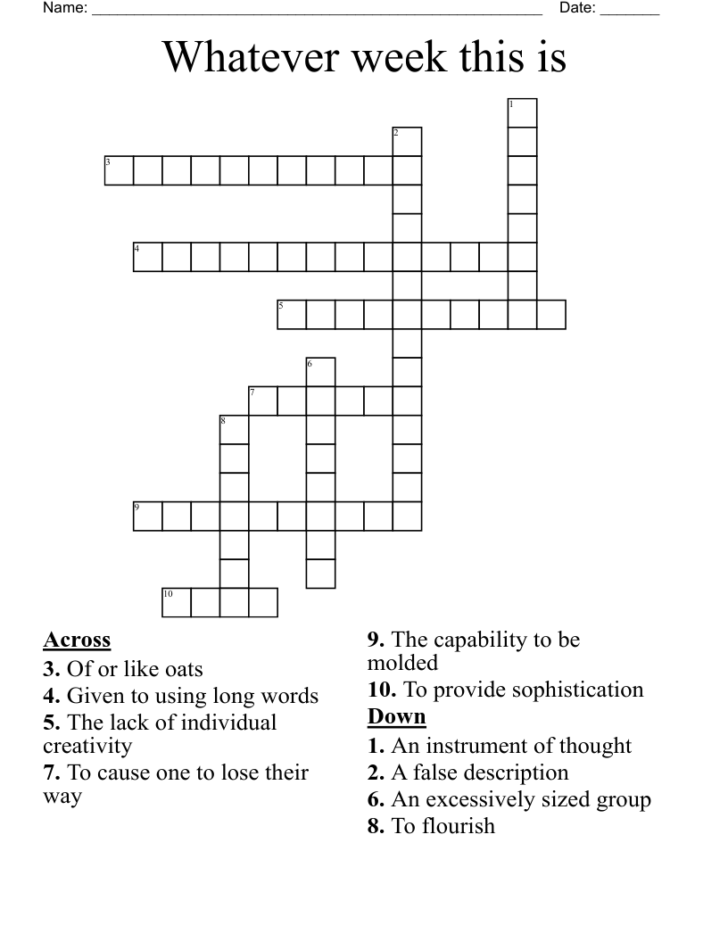 Whatever week this is  Crossword