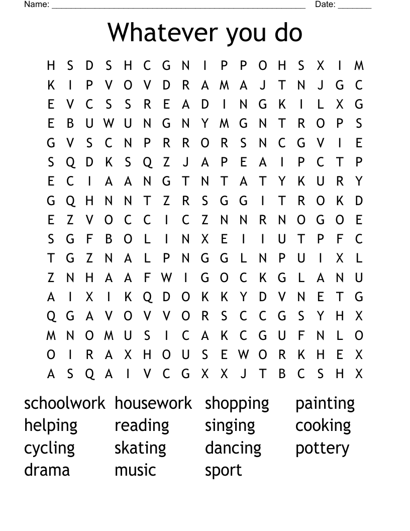 Whatever you do Word Search
