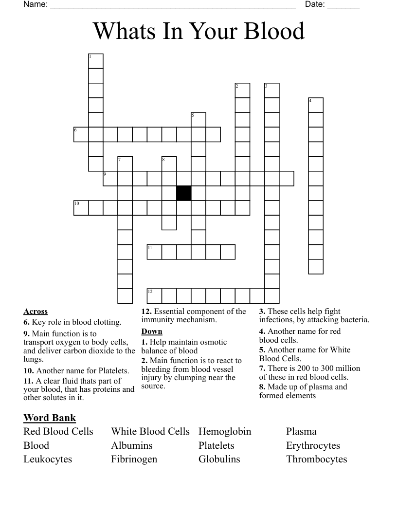 Whats In Your Blood Crossword