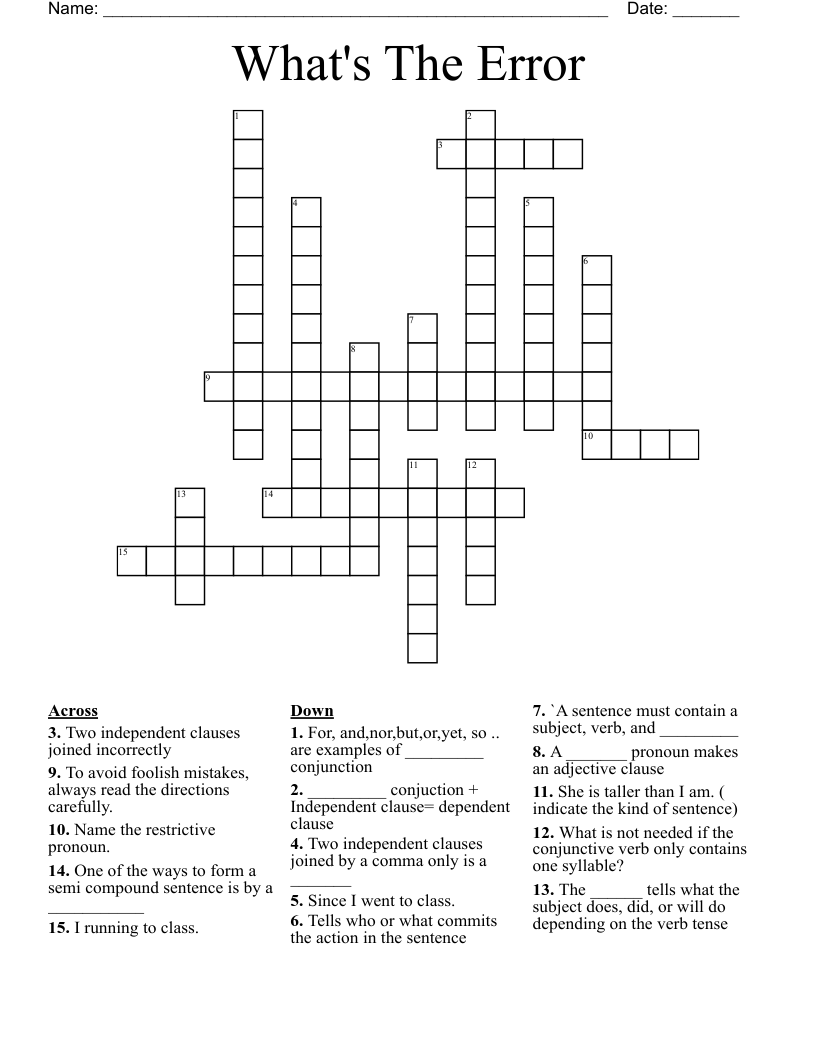 What's The Error Crossword