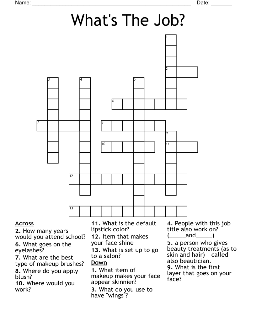 What's The Job? Crossword
