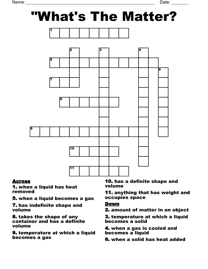 "What's The Matter? Crossword