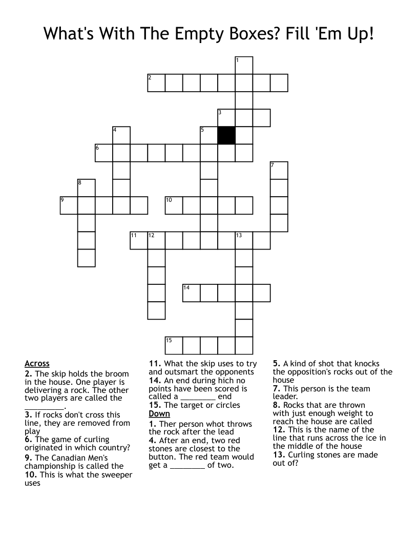 What's With The Empty Boxes? Fill 'Em Up! Crossword