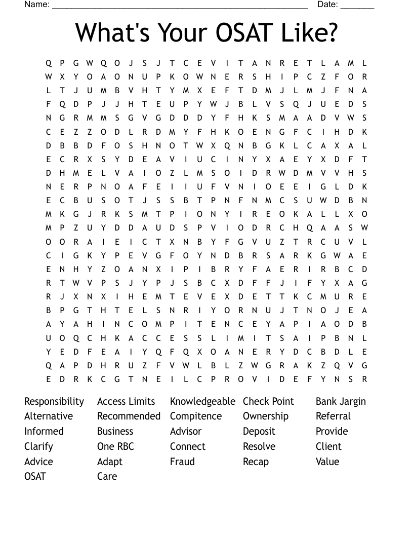 What's Your OSAT Like? Word Search