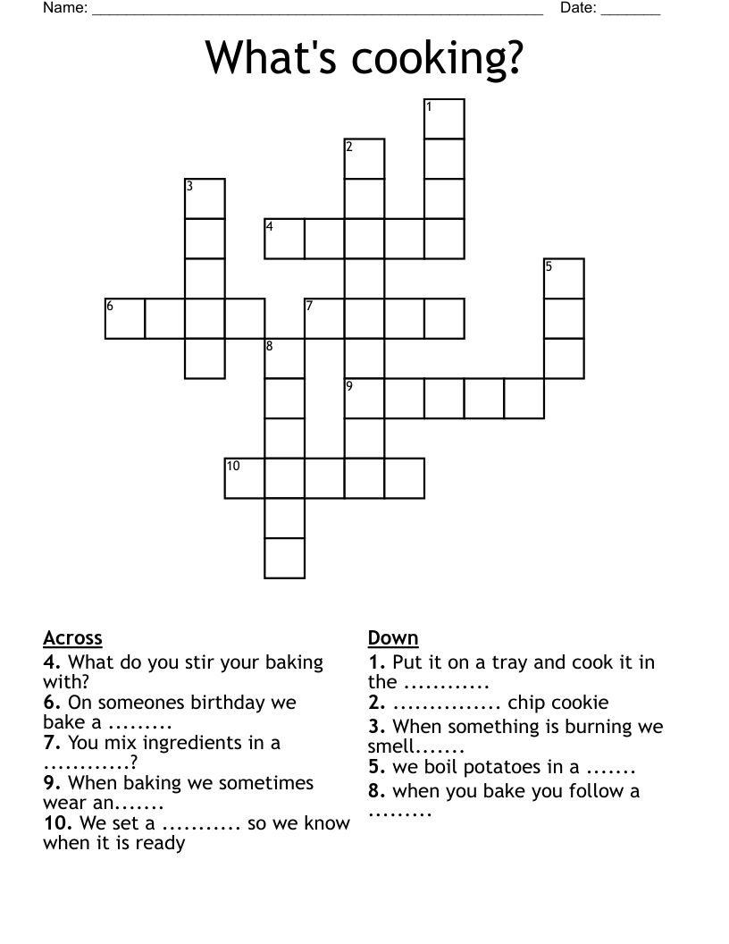 What's cooking? Crossword