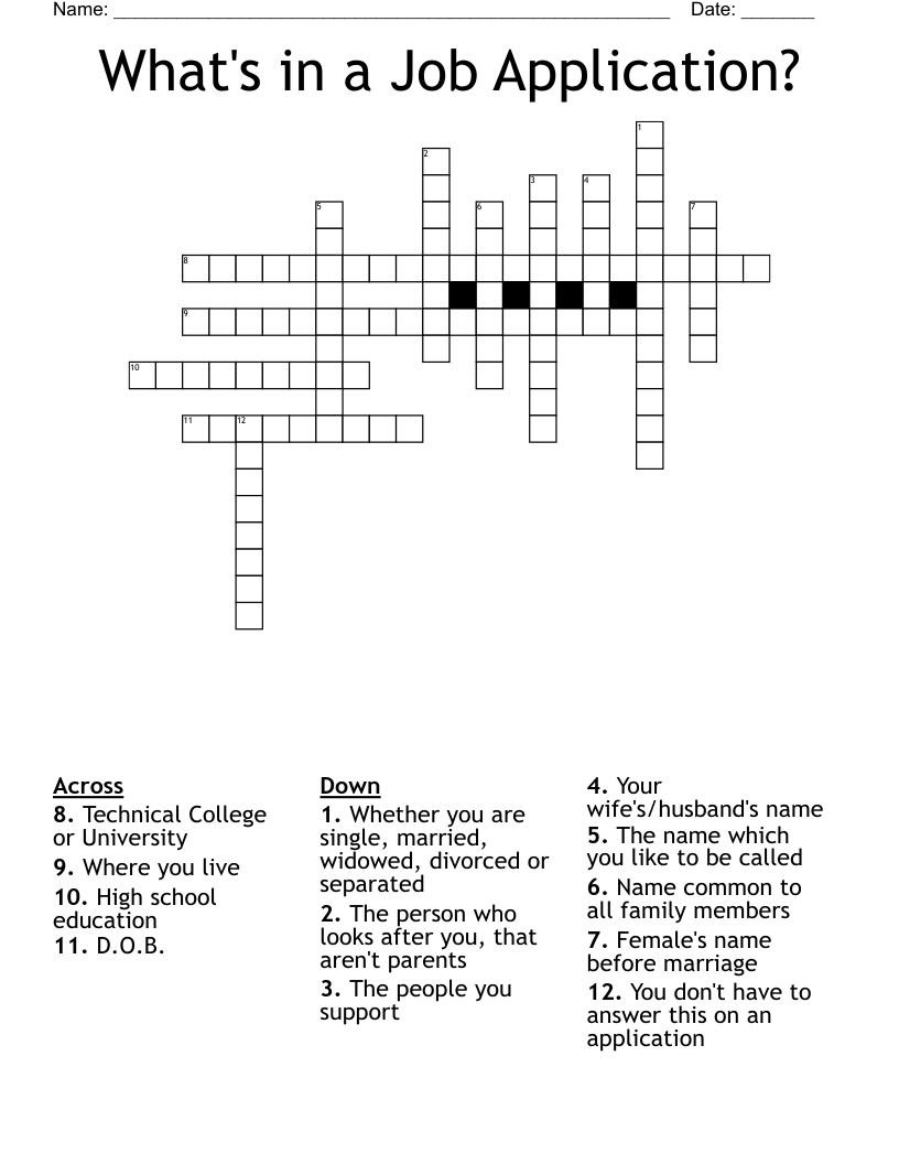 What's in a Job Application? Crossword