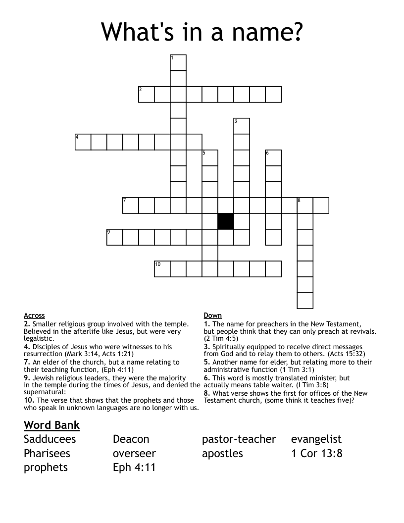 What's in a name? Crossword