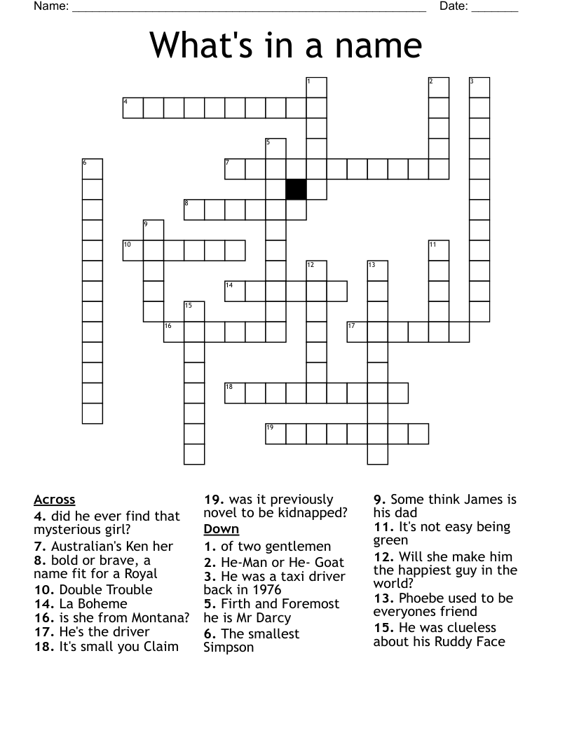 What's in a name Crossword