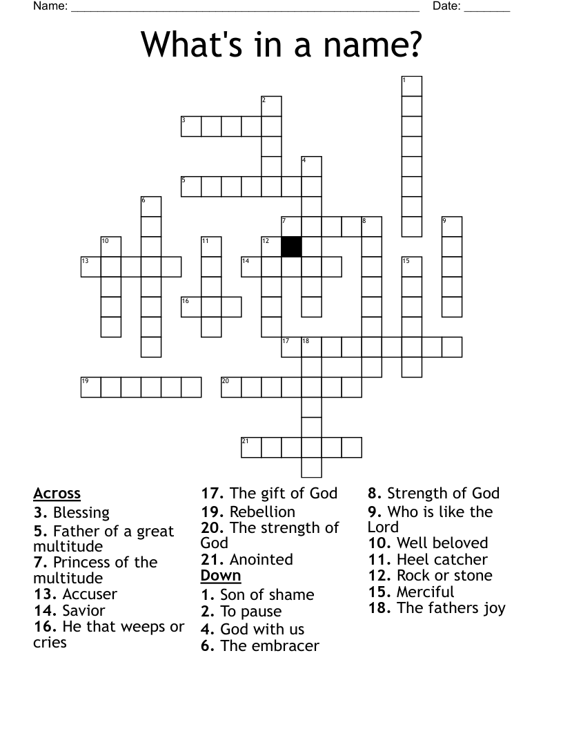 What's in a name? Crossword