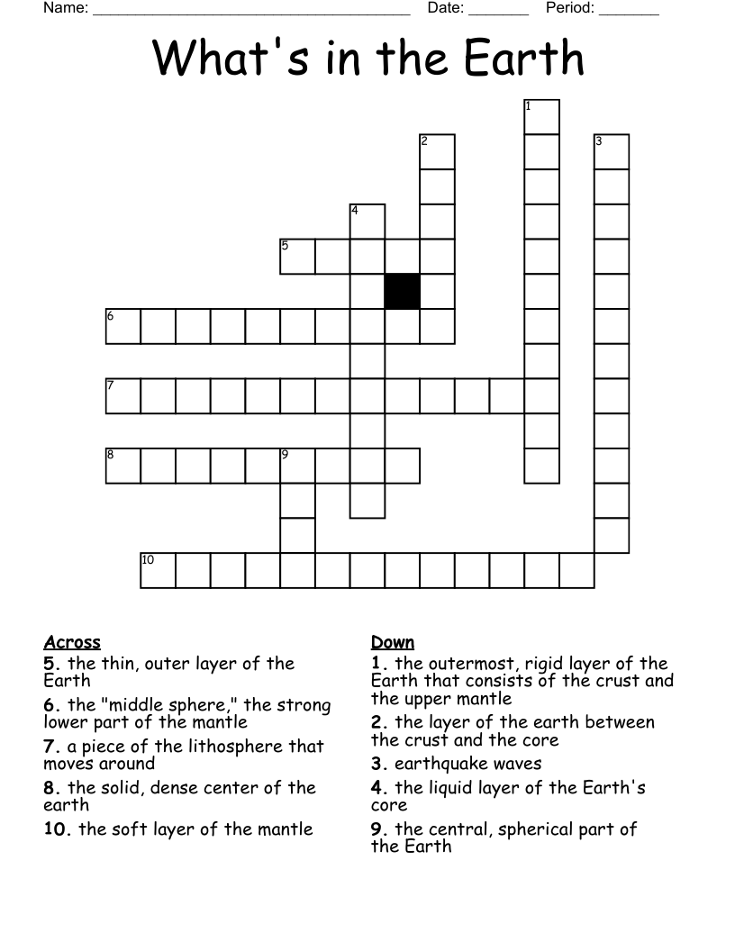 What's in the Earth Crossword