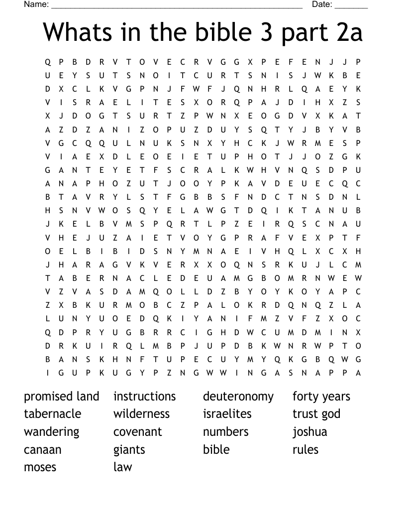 Whats in the bible 3 part 2a Word Search