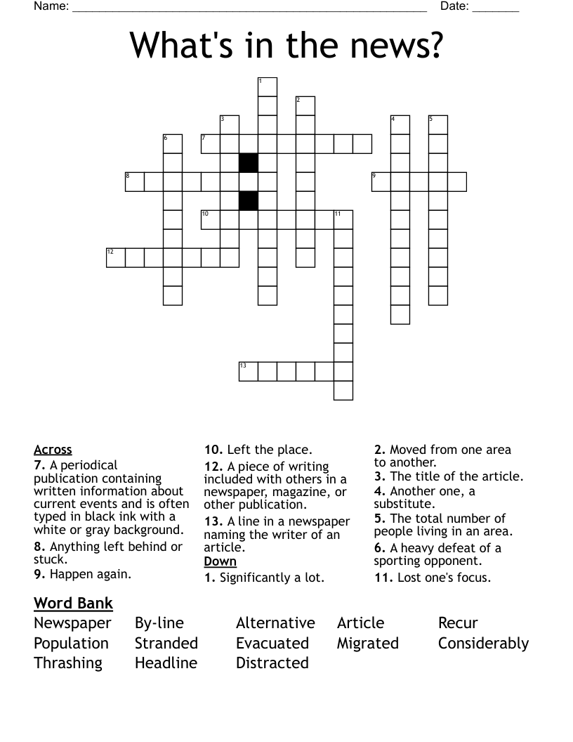 What's in the news? Crossword