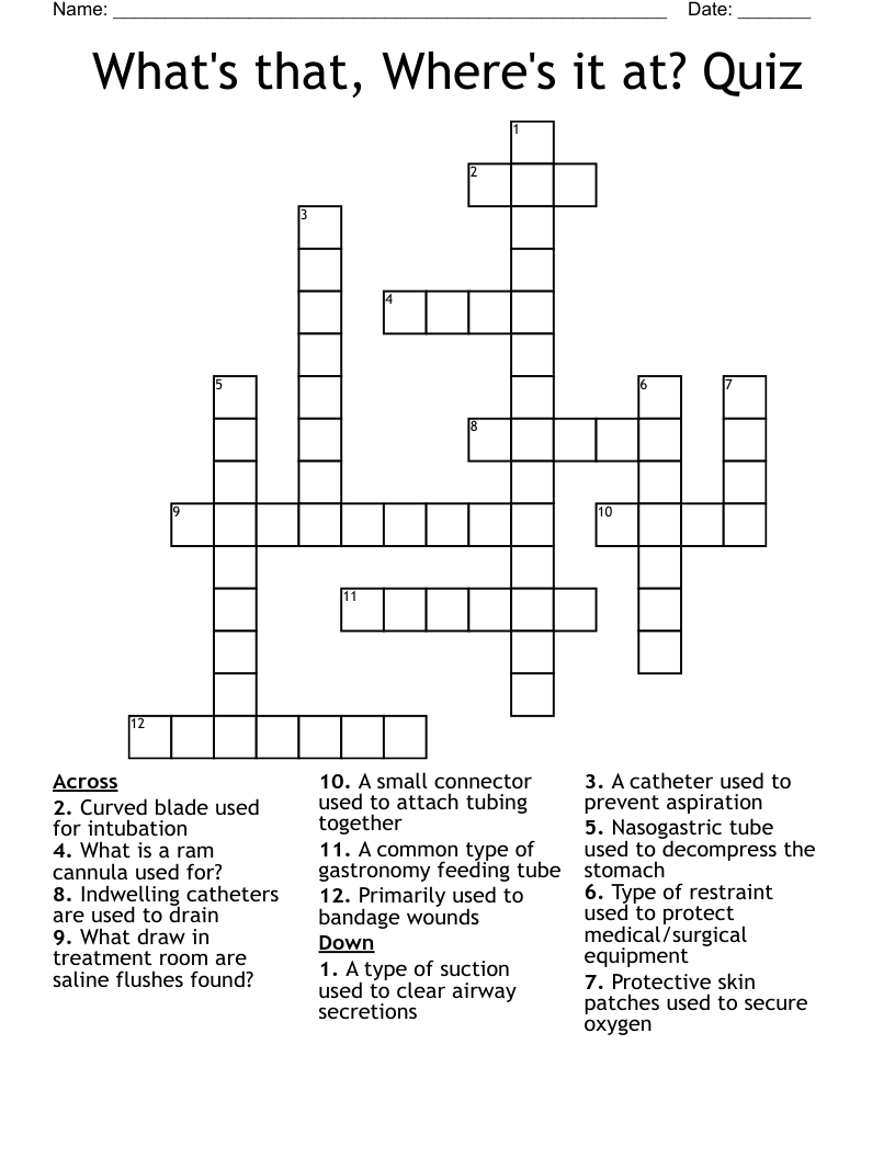 What's that, Where's it at? Quiz Crossword