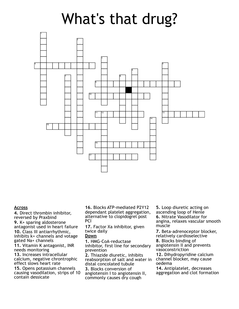 What's that drug? Crossword