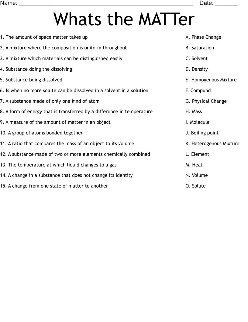 Whats the MATTer Worksheet