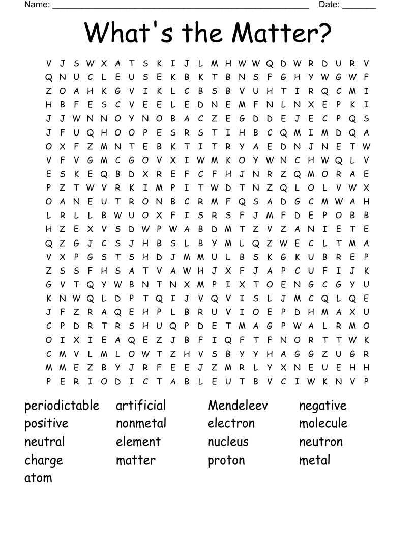 What's the Matter? Word Search