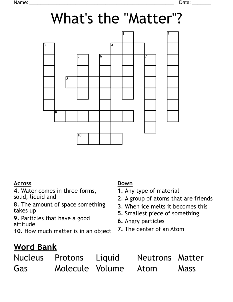 What's the "Matter"? Crossword
