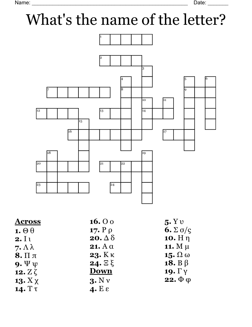 What's the name of the letter? Crossword
