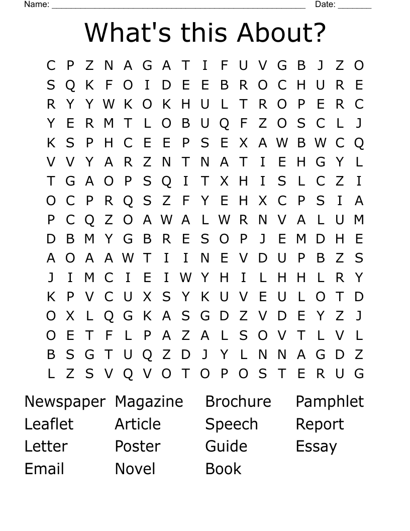 What's this About? Word Search