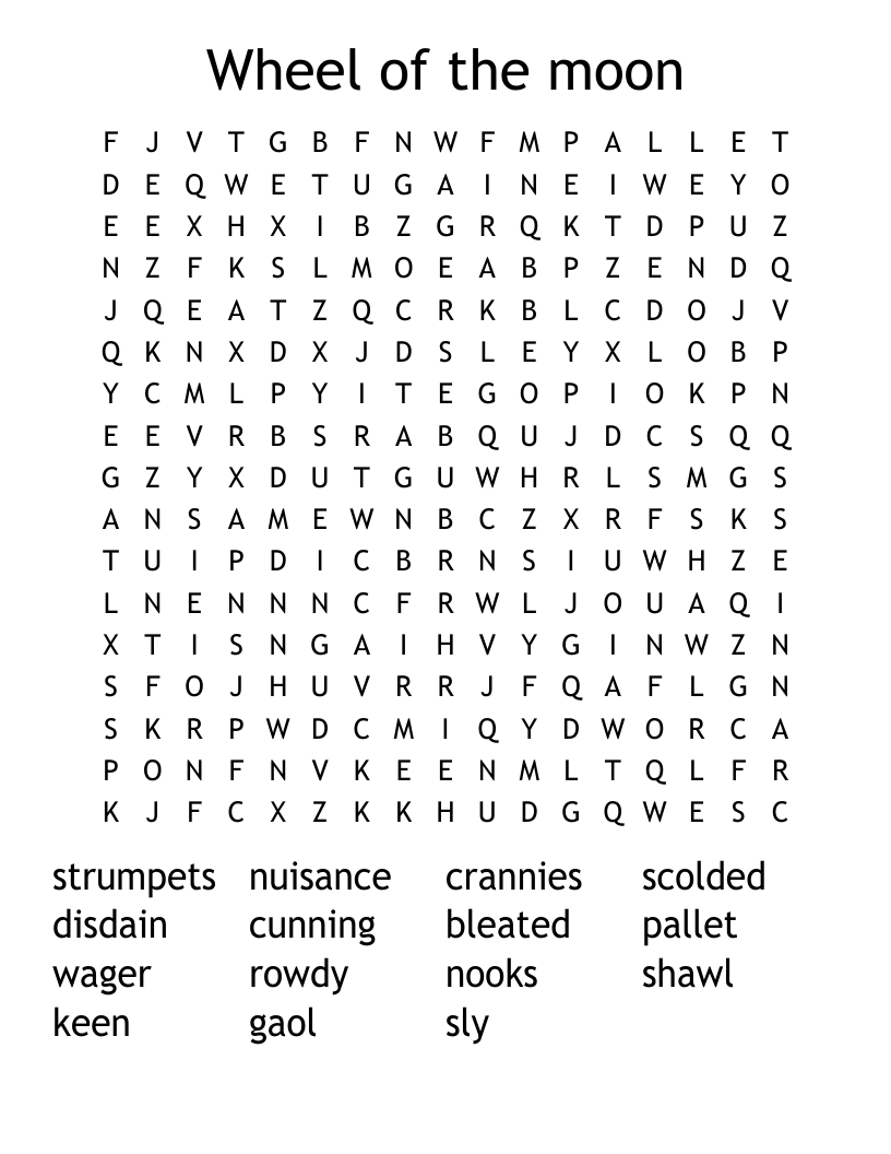 Wheel of the moon Word Search