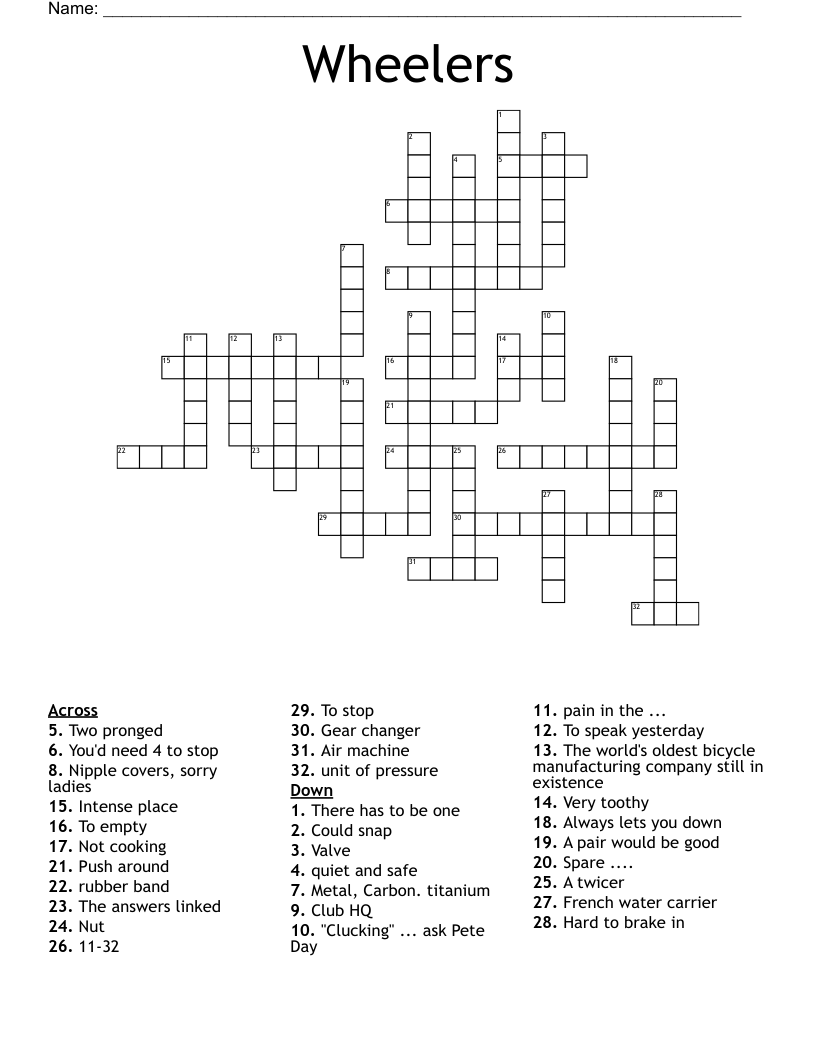 Wheelers Crossword