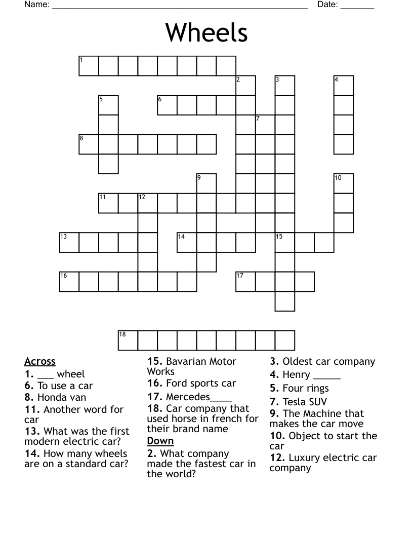 Wheels Crossword