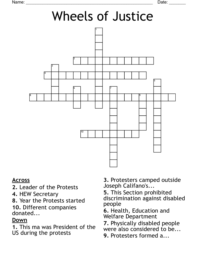 Wheels of Justice Crossword
