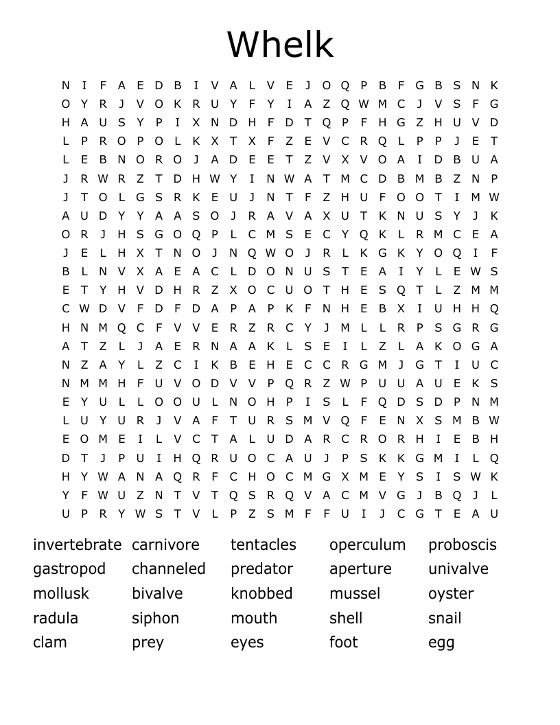 Whelk Word Search