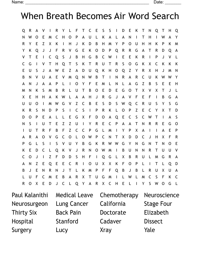 When Breath Becomes Air Word Search