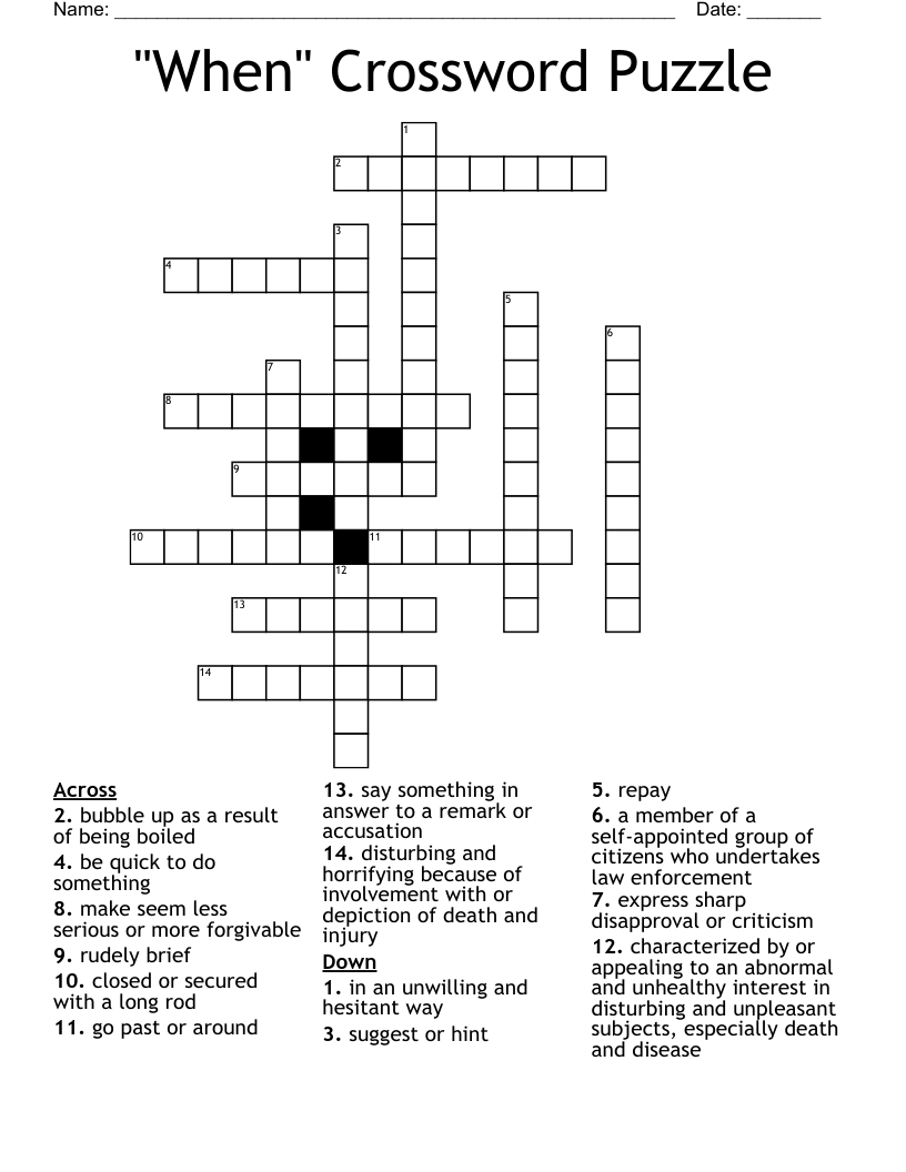 "When" Crossword Puzzle