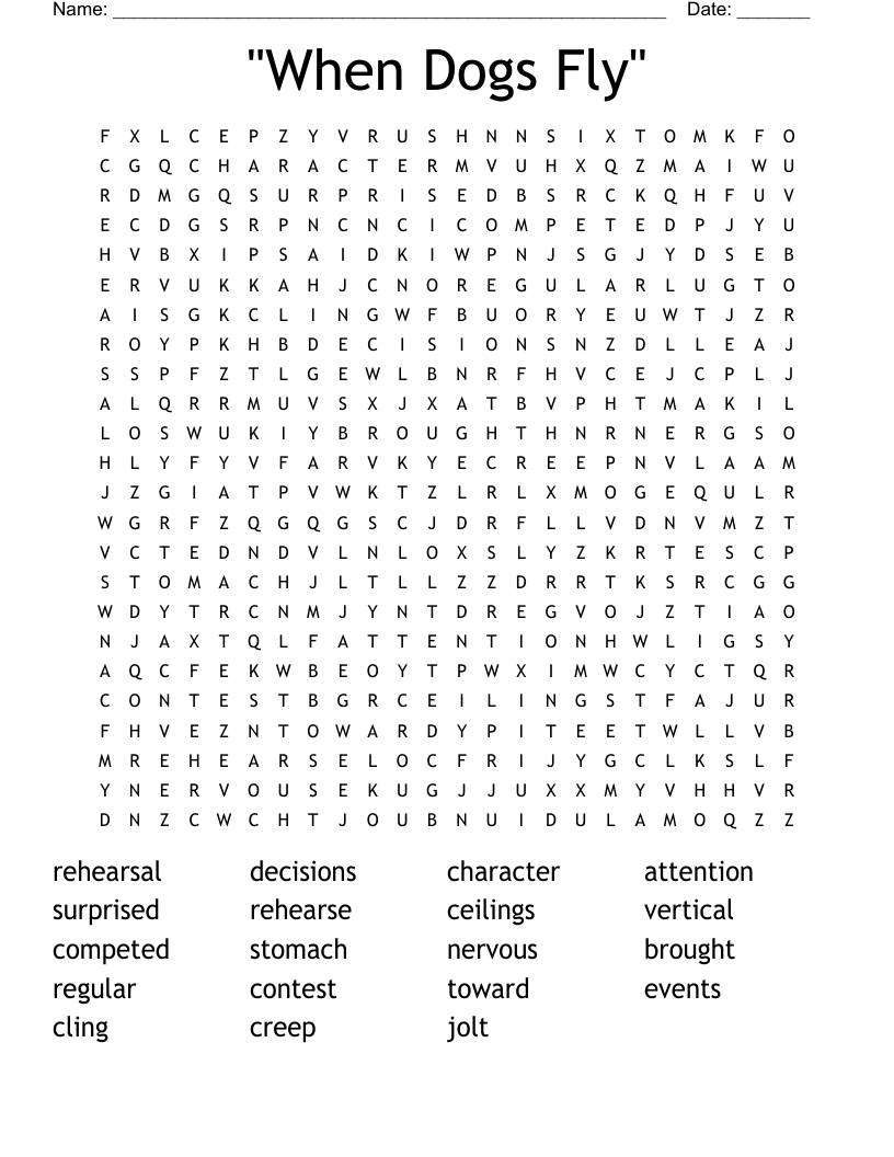 "When Dogs Fly" Word Search
