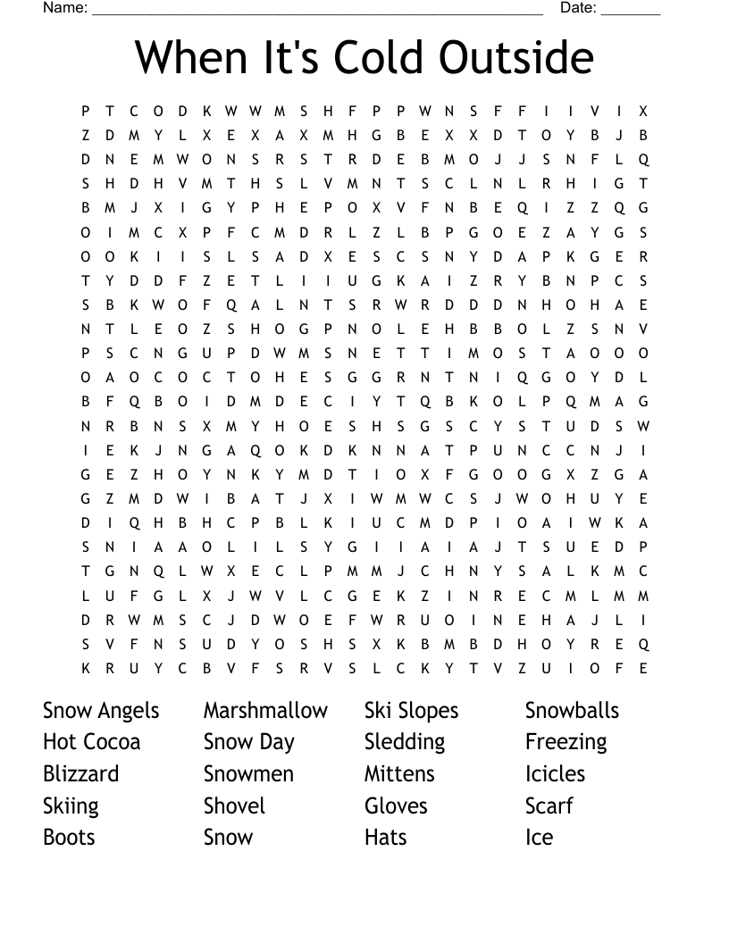 When It's Cold Outside Word Search