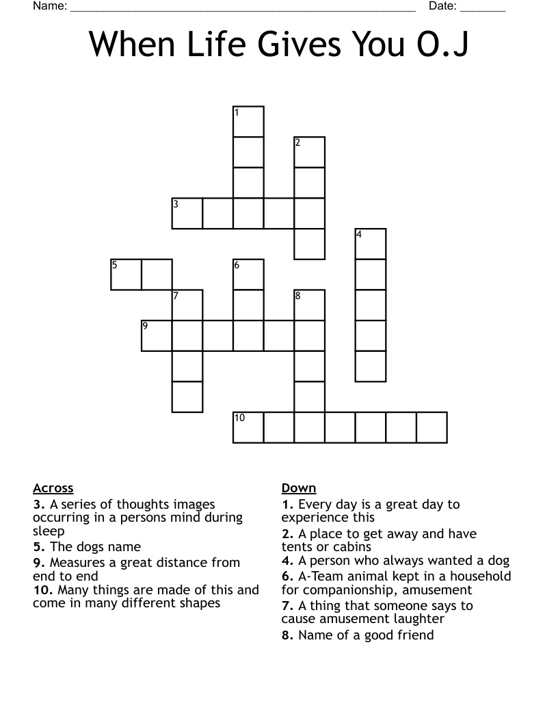 When Life Gives You O.J Crossword