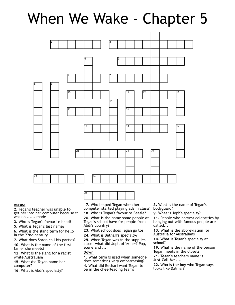 When We Wake - Chapter 5 Crossword