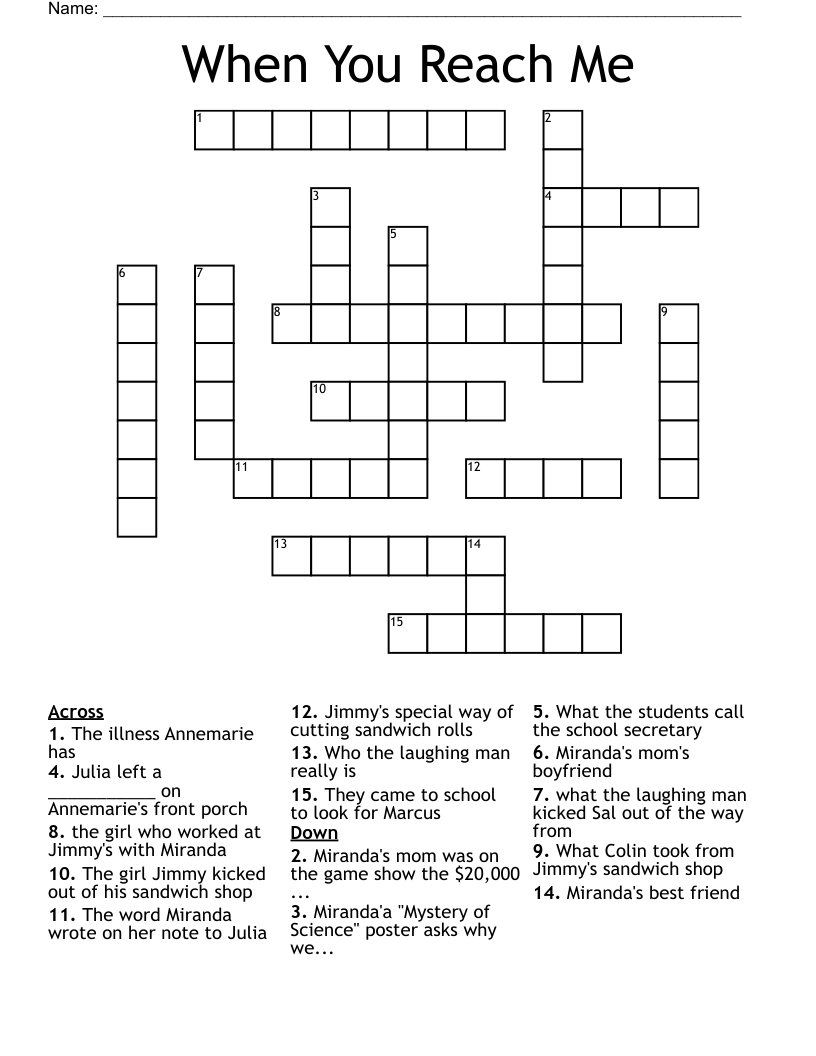 When You Reach Me Crossword