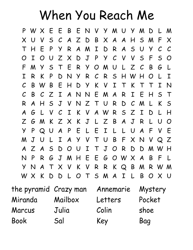 When You Reach Me Word Search