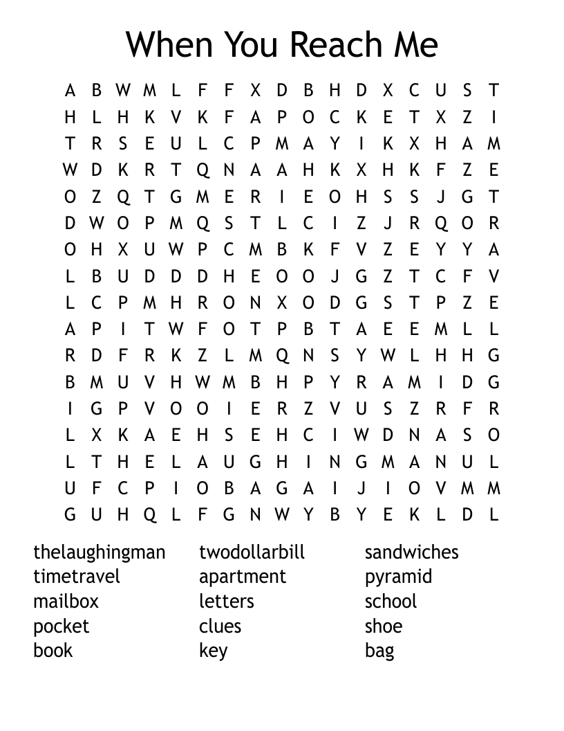 When You Reach Me Word Search