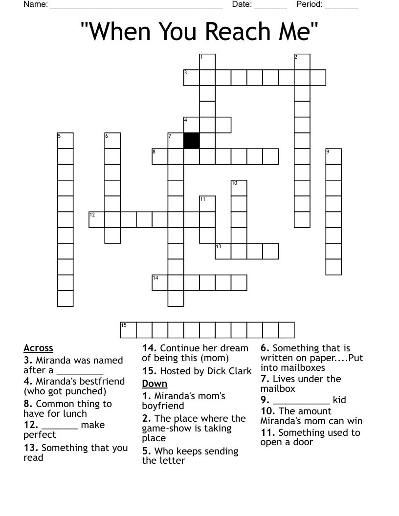 "When You Reach Me" Crossword