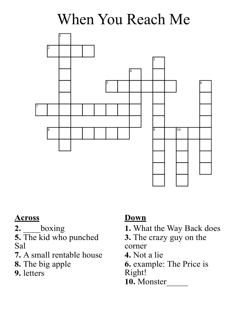 When You Reach Me Crossword