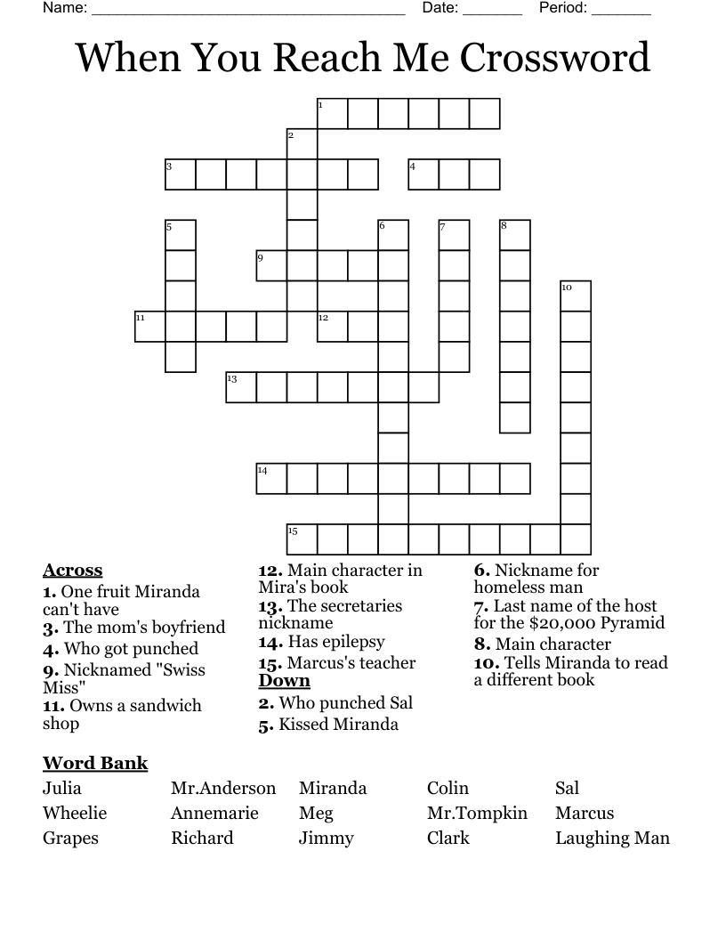 When You Reach Me Crossword