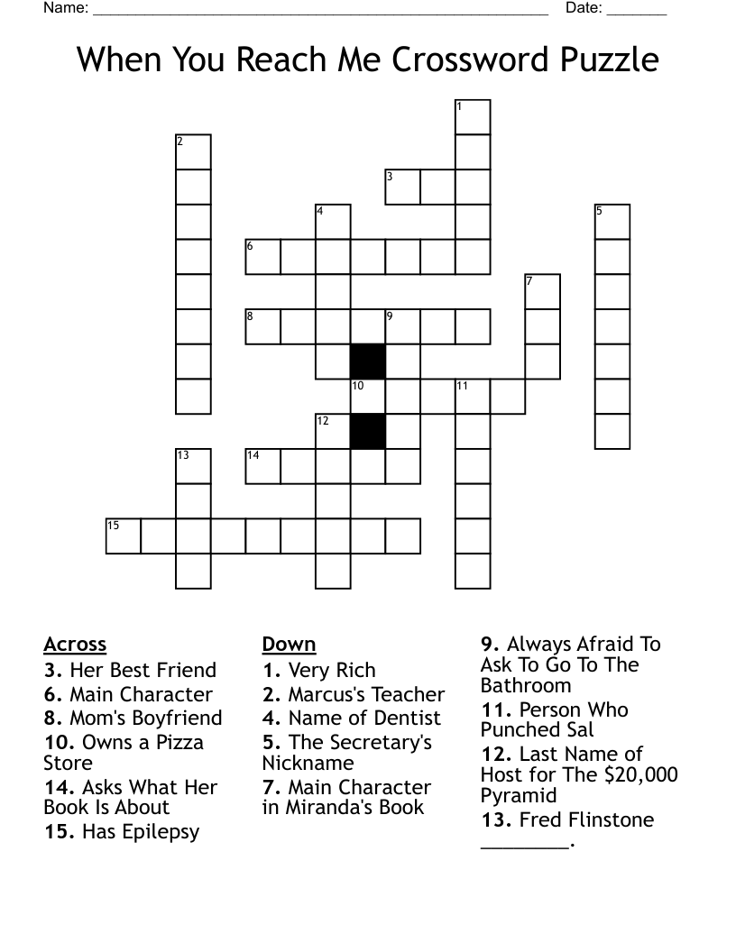 When You Reach Me Crossword Puzzle