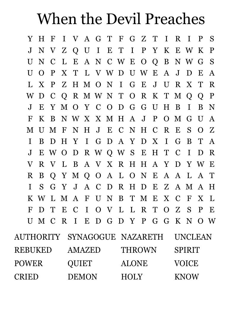 When the Devil Preaches Word Search