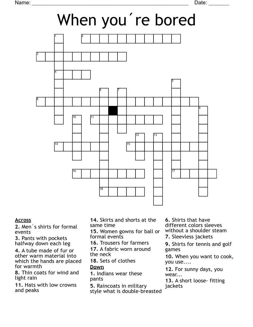 When you´re bored Crossword