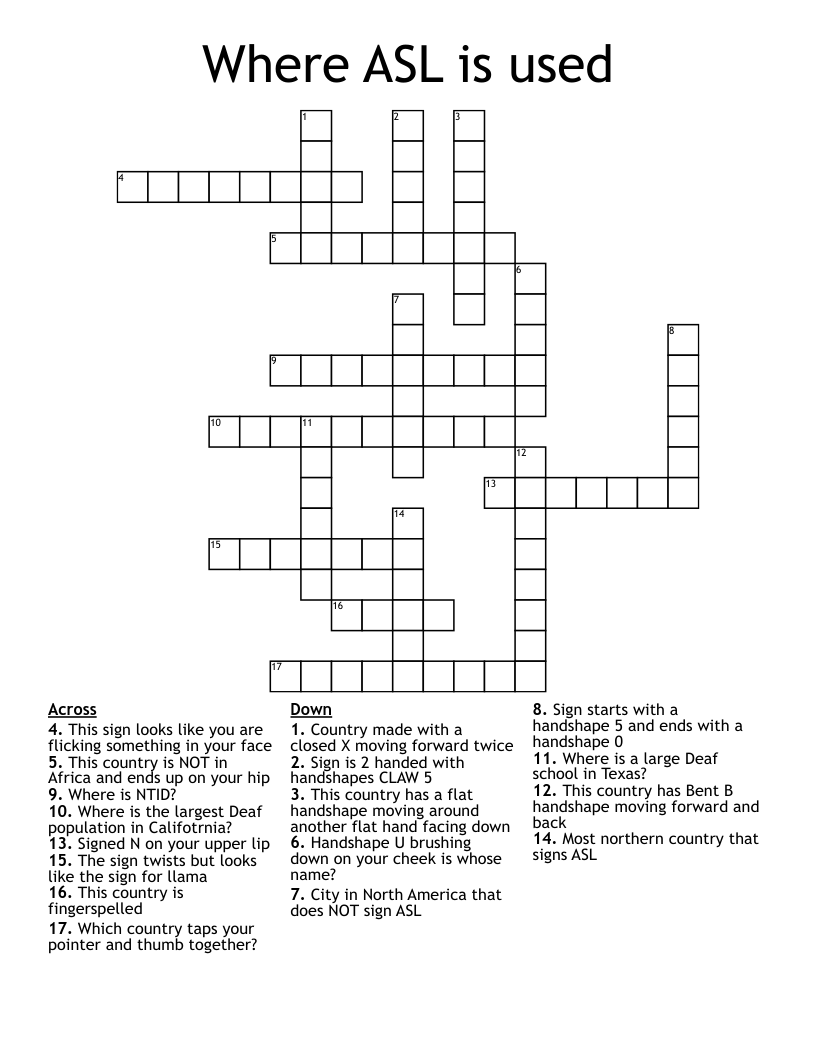 Where ASL is used Crossword