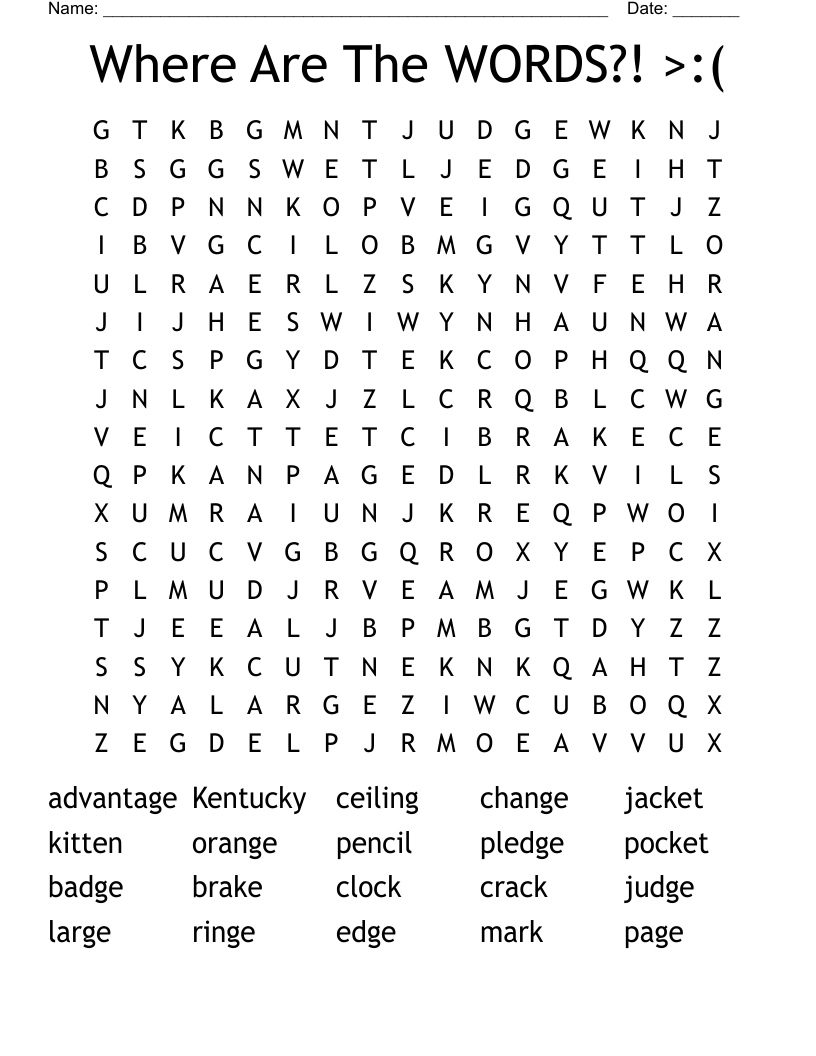 Where Are The WORDS?! >:( Word Search