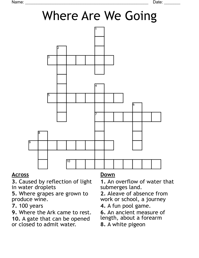 Where Are We Going Crossword
