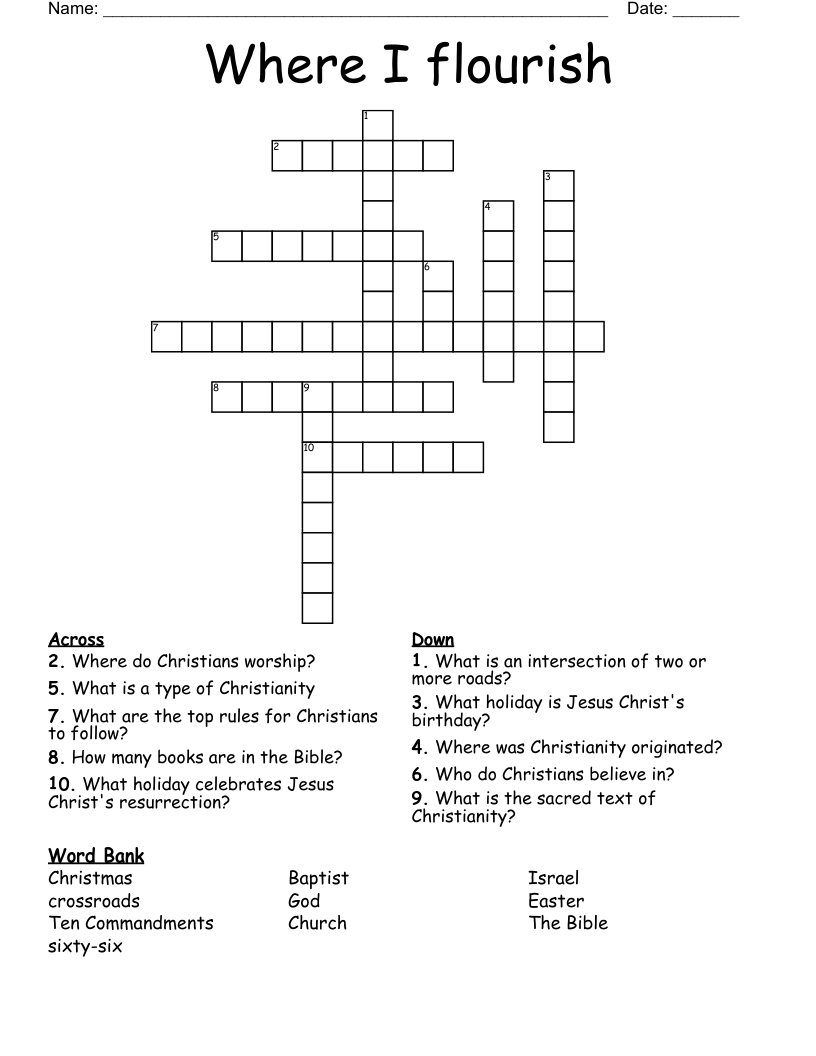 Where I flourish Crossword