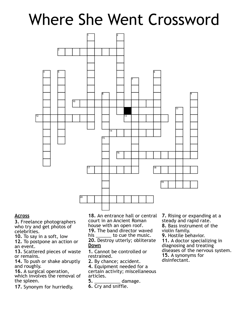 Where She Went Crossword